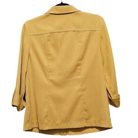 JM Collection Petite Yellow Snap Down, Long Sleeve 3/4 Top Size 10P - Picture 2 of 7
